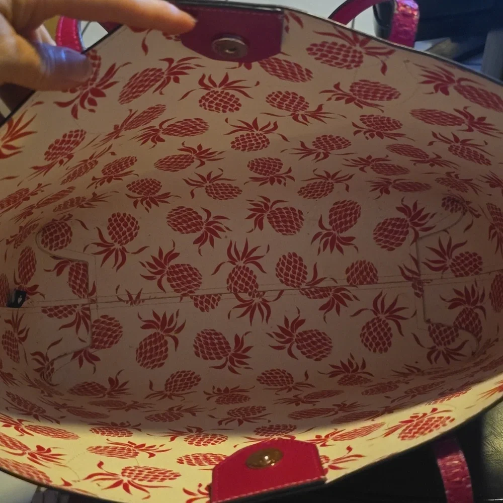 Kate Spade Bleecker Pineapple Pop Large Tote, Wild Raspberry Multi - Picture 6 of 8